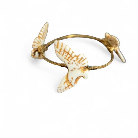 VINTAGE carved bird wire boho slip on bracelet. - Picture 3 of 4